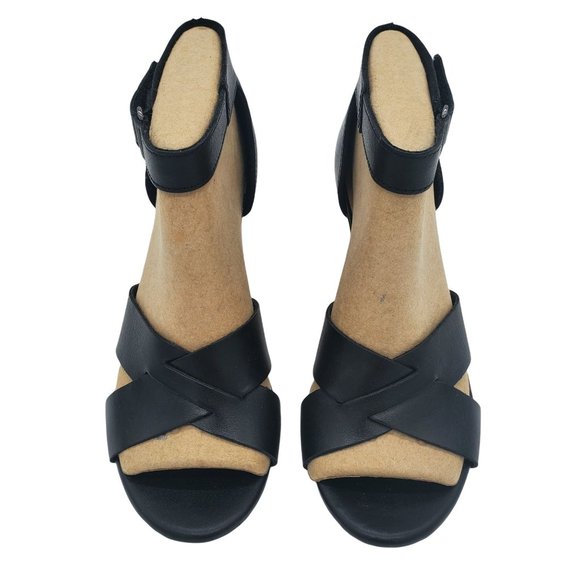 Clarks Margee Gracie Leather Open Toe Wedge Heel Comfort Sandals Size 7.5 M - Picture 7 of 8